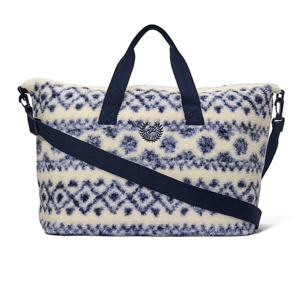 PINK Victoria's Secret Blue and Cream Tote Bag